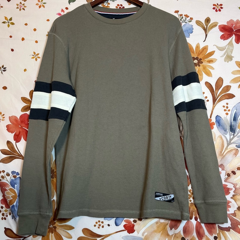 Company 81 Boys L Mocha Tan Waffle Neutral Unisex School Spring Long Sleeve Tee